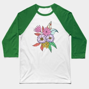 Colorful tropical flowers in coral pink Baseball T-Shirt